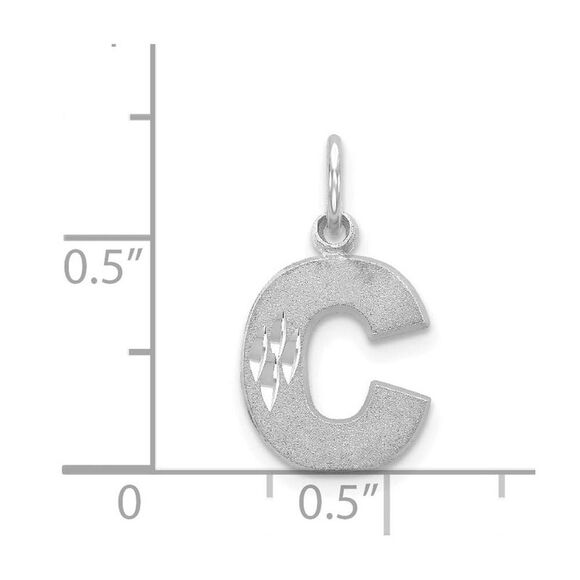 14k White Gold, Julia Collection, Small Satin Block Initial C Pendant - Picture 3 of 4